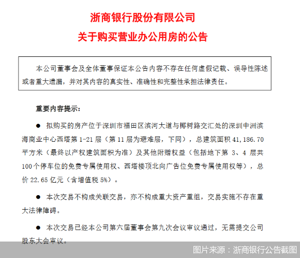 图片来源：浙商银行公告截图