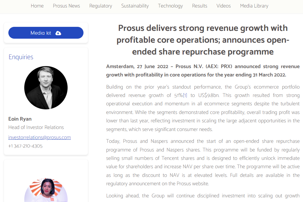 Prosus网站截图 Prosus网站截图