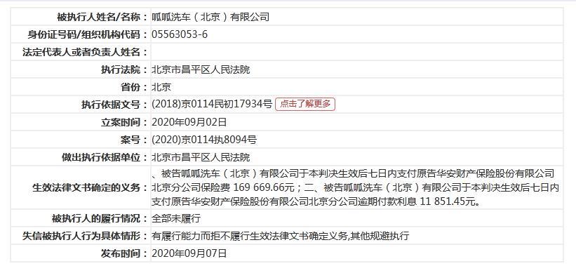 58同城关联公司呱呱洗车成失信被执行人 姚劲波持股18.52%