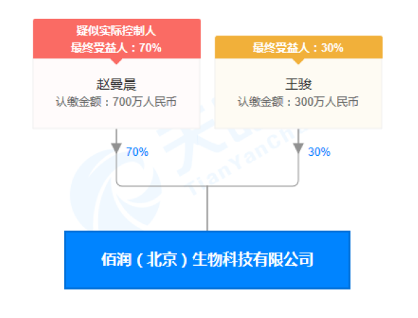 佰润(北京)生物科技有限公司股权穿透图(来源：天眼查) 