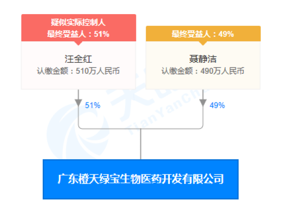 广东橙天绿宝生物医药开发有限公司股权穿透图  